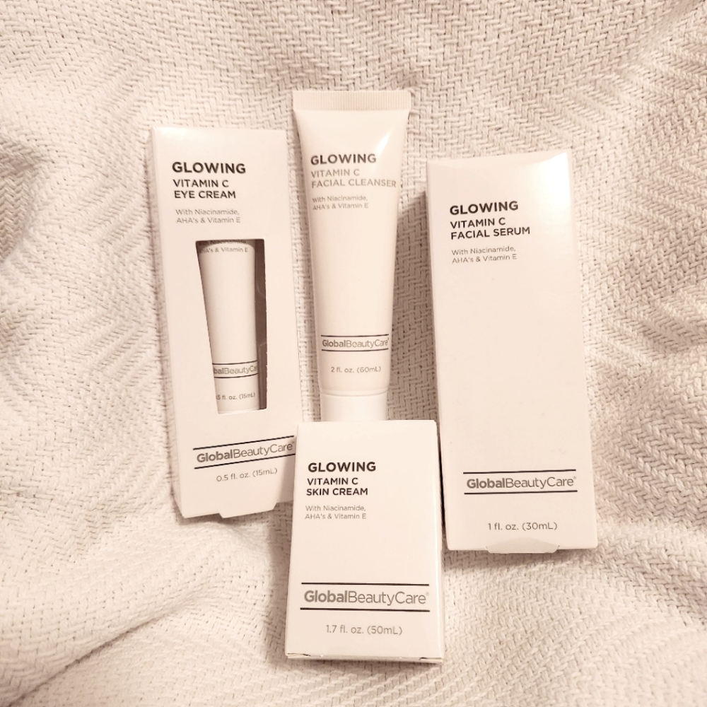 Global Beauty Care GLOWING 4pc Set • Cleanser, Cream, Serum, & Eye Cream